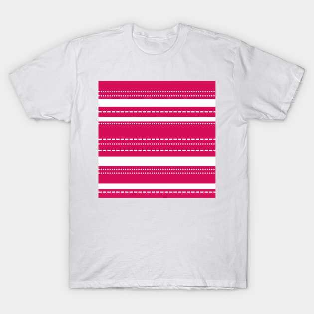 Pink and White striped pattern T-Shirt by Annka47